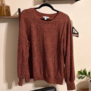 Nine West Brown Patterned Crew Neck Sweater